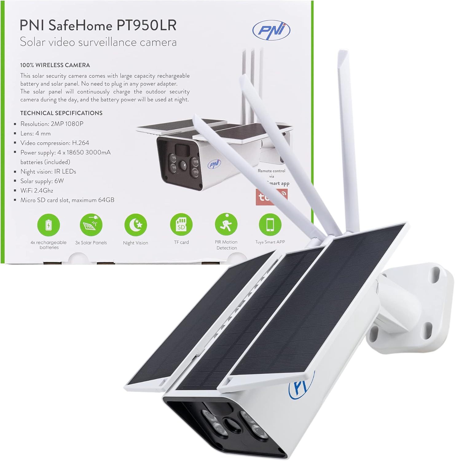 PNI SafeHome PT950LR Ασύρματη Ηλιακή Κάμερα WiFi 2MP (1080p) με Πάνελ 6W & Μπαταρία 3 PNI SafeHome PT950LR Ασύρματη Ηλιακή Κάμερα WiFi 2MP (1080p) με Πάνελ 6W & Μπαταρία - Image 2