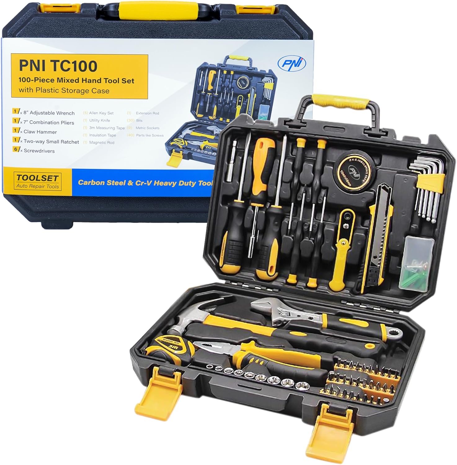 PNI TC100 Σετ Εργαλείων Χειρός 100 Τεμαχίων σε Βαλίτσα για το Σπίτι 3 PNI TC100 Σετ Εργαλείων Χειρός 100 Τεμαχίων σε Βαλίτσα για το Σπίτι - Image 2