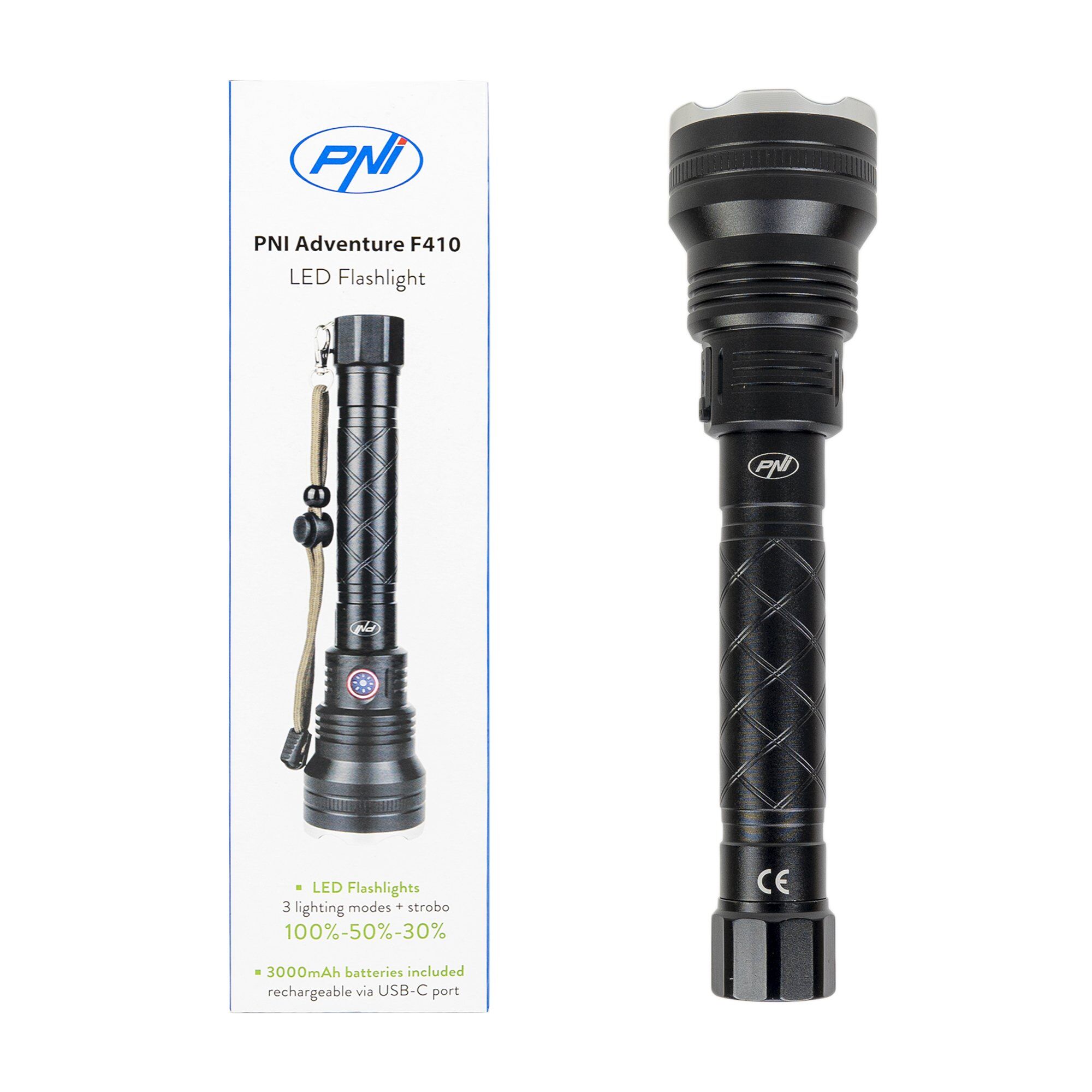 PNI Adventure F410 Επαναφορτιζόμενος Φακός LED 10W Αλουμινίου