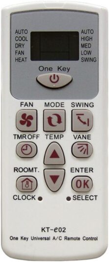 KT-e02 Universal Τηλεχειριστήριο Air Condition με 4000 Κωδικούς, Οθόνη LCD και Αυτόματη Αναζήτηση