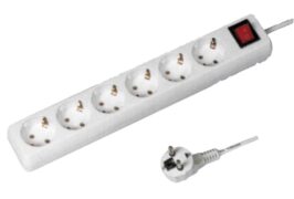 G06K Λευκό Πολύπριζο 6 Θέσεων με Διακόπτη και Καλώδιο 1.5m