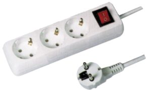 G03K Λευκό Πολύπριζο 3 Θέσεων με Διακόπτη και Καλώδιο 1.5m 1