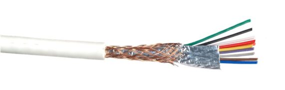 S10C712W Άσπρο Καλώδιο Συναγερμού 10 Συρμάτων 5.6mm με Πλέγμα Αλουμινίου