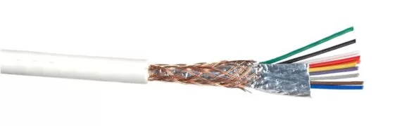 S10C712W Άσπρο Καλώδιο Συναγερμού 10 Συρμάτων 5.6mm με Πλέγμα Αλουμινίου