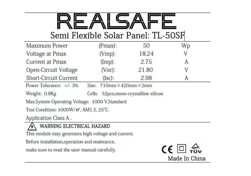 TL-50SF SOLAR PANEL ΗΜΙΕΥΚΑΜΠΤΟ 50W 7 TL-50SF SOLAR PANEL ΗΜΙΕΥΚΑΜΠΤΟ 50W - Image 5