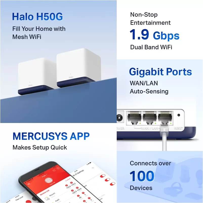 HALO H50G/2PACK Dual Band Mesh WiFi Σύστημα 1900Mbps για Ολόκληρο Σπίτι 7 HALO H50G/2PACK Dual Band Mesh WiFi Σύστημα 1900Mbps για Ολόκληρο Σπίτι - Image 5