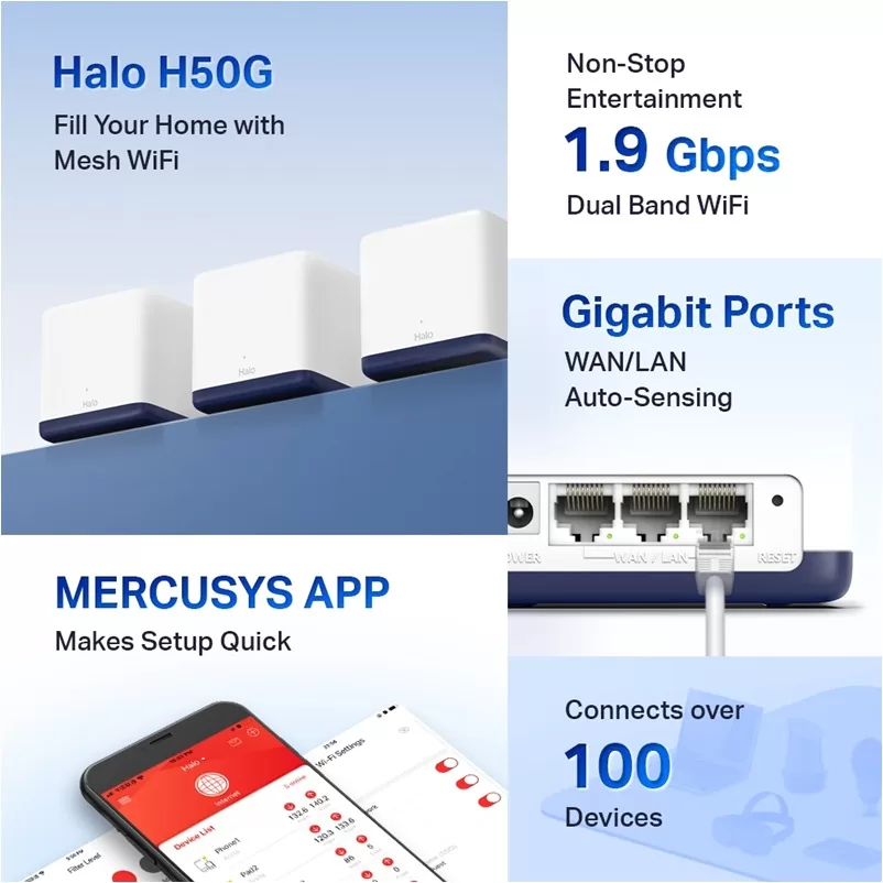 HALO H50G/3PACK Σύστημα Mesh WiFi 1900Mbps με 3 Θύρες Gigabit Ethernet 7 HALO H50G/3PACK Σύστημα Mesh WiFi 1900Mbps με 3 Θύρες Gigabit Ethernet - Image 5