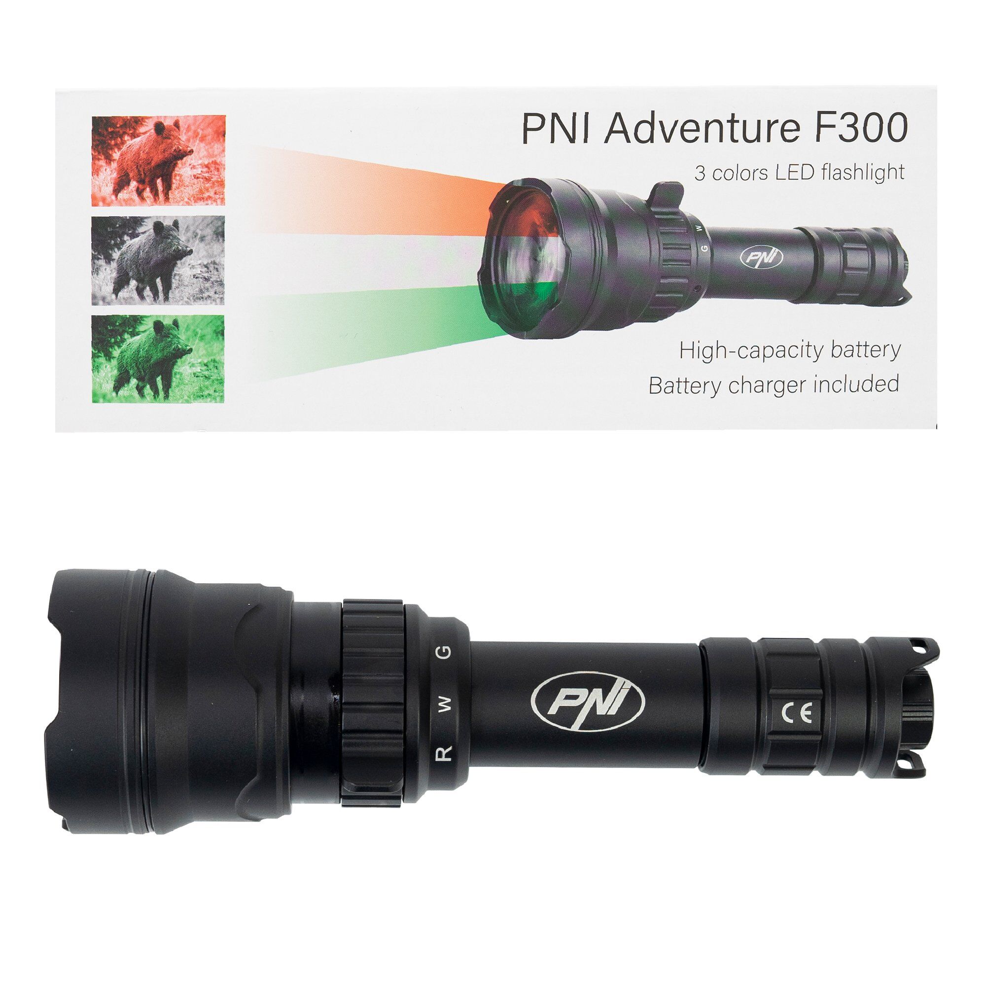 PNI Adventure F300 Φακός LED 10W Επαναφορτιζόμενος με 3 Χρώματα & Zoom 3 PNI Adventure F300 Φακός LED 10W Επαναφορτιζόμενος με 3 Χρώματα & Zoom - Image 2