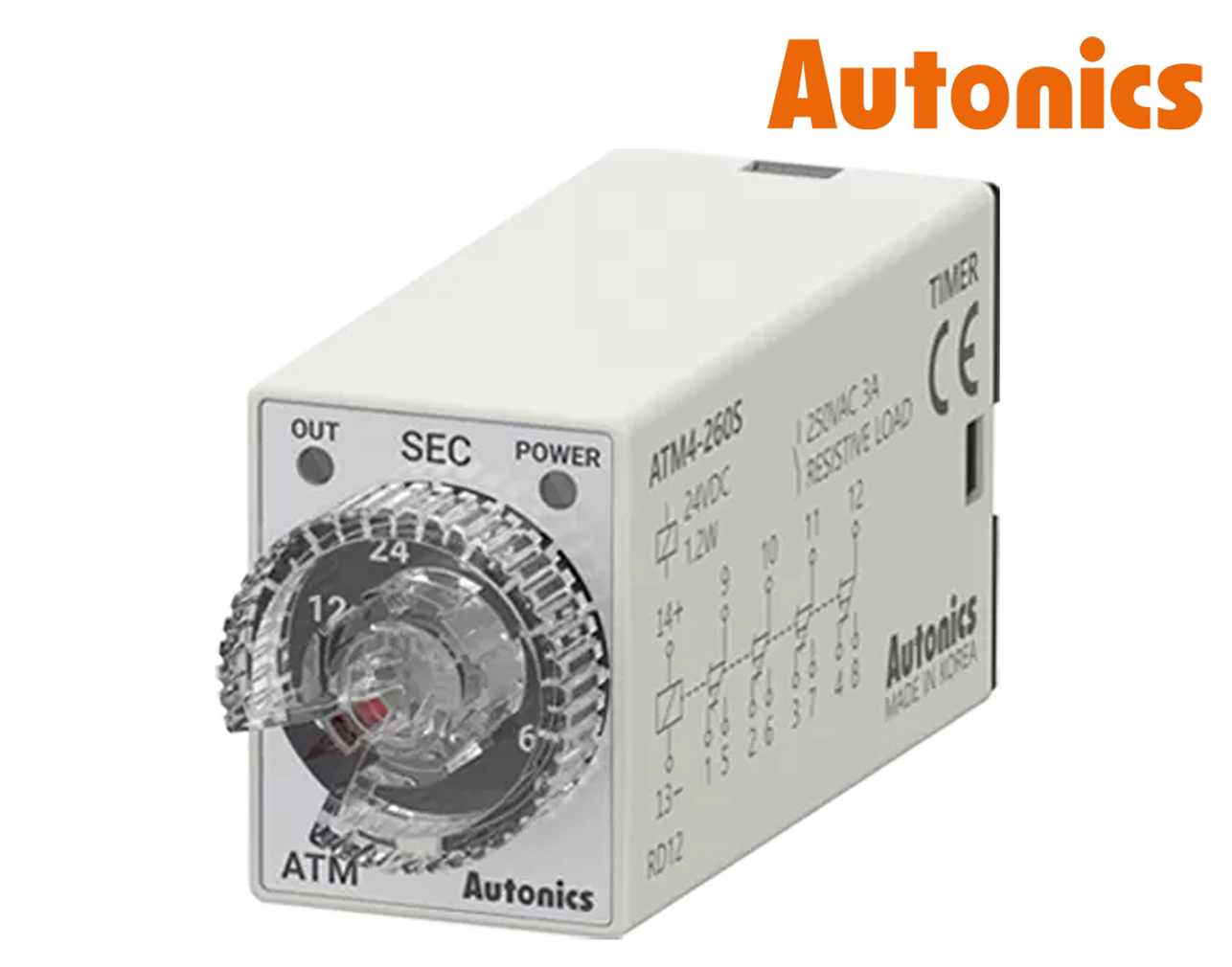 ΧΡΟΝΙΚΟ RELAY ΠΙΝΑΚΟΣ MINI 14P DELAY ON 60sec 4C/O 110VAC ATM4-660S AUTONICS