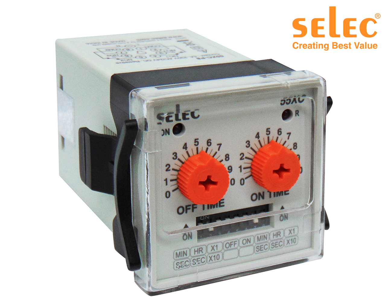 ΧΡΟΝΙΚΟ RELAY ΠΙΝΑΚΟΣ 8P ΑΣΥΜΜΕΤΡΟ ΦΛΑΣΕΡ 2C/O 48X48 20-240VAC/DC 55XC-P8-G SELEC