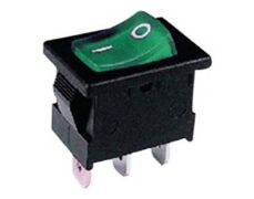 ΔΙΑΚΟΠΤΗΣ ROCKER MINI 3P ΜΕ ΛΥΧΝΙΑ ON-OFF 8A/250V ΠΡΑΣΙΝΟΣ PS8A-13 BEJ/DIE 1