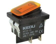 ΔΙΑΚΟΠΤΗΣ ROCKER ΜΕΓΑΛΟΣ 4P ΜΕ ΛΥΧΝΙΑ ON-OFF 10Α/250V IP65 ΠΟΡΤΟΚΑΛΙ HY12-15 KED