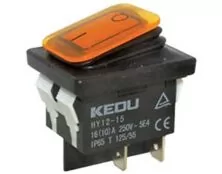 ΔΙΑΚΟΠΤΗΣ ROCKER ΜΕΓΑΛΟΣ 4P ΜΕ ΛΥΧΝΙΑ ON-OFF 10Α/250V IP65 ΠΟΡΤΟΚΑΛΙ HY12-15 KED