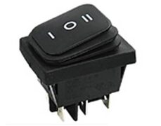 ΔΙΑΚΟΠΤΗΣ ROCKER ΜΕΓΑΛΟΣ 6P ON-OFF-ON 16A/250V IP40 MAYΡΟ RL2(P) YNX/DIE 1