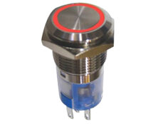 ΔΙΑΚΟΠΤΗΣ ΣΤΡΟΓΓΥΛΟΣ ON-OFF Φ16 ΜΕΤΑΛΛΙΚΟΣ ΜΕ LED 12V ΚΟΚΚΙΝΟ HBS1AGQ DHE