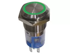 ΔΙΑΚΟΠΤΗΣ ΣΤΡΟΓΓΥΛΟΣ ON-OFF Φ16 ΜΕΤΑΛΛΙΚΟΣ ΜΕ LED 12V ΠΡΑΣΙΝΟ HBS1AGQ DHE