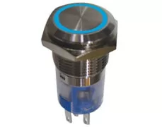 ΔΙΑΚΟΠΤΗΣ ΣΤΡΟΓΓΥΛΟΣ ON-OFF Φ16 ΜΕΤΑΛΛΙΚΟΣ ΜΕ LED 12V ΜΠΛΕ HBS1AGQ DHE