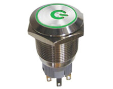 ΔΙΑΚΟΠΤΗΣ ΣΤΡΟΓΓΥΛΟΣ ON-OFF Φ19 ΜΕΤΑΛΛΙΚΟΣ ΜΕ LED 12V POWER ΠΡΑΣΙΝΟ HBS1 DHE