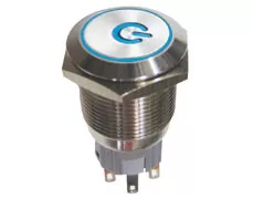 ΔΙΑΚΟΠΤΗΣ ΣΤΡΟΓΓΥΛΟΣ ON-OFF Φ19 ΜΕΤΑΛΛΙΚΟΣ ΜΕ LED 230V POWER ΜΠΛΕ HBS1 DHE 1