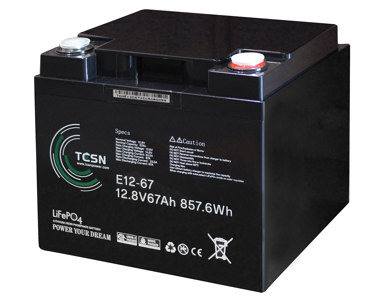 ΜΠΑΤΑΡΙΑ ΛΙΘΙΟΥ 12.8V 67Ah LiFePO4 E12-67 TCN 3 ΜΠΑΤΑΡΙΑ ΛΙΘΙΟΥ 12.8V 67Ah LiFePO4 E12-67 TCN