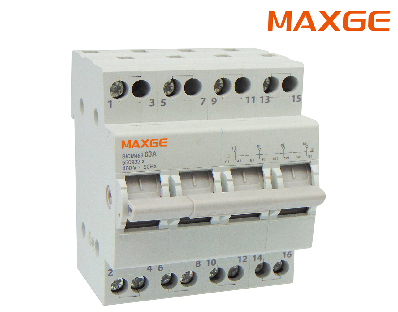 ΔΙΑΚΟΠΤΗΣ ΡΑΓΑΣ ΜΕΤΑΓΩΓΙΚΟΣ I-O-II 4P 63A SICM463 MAXGE