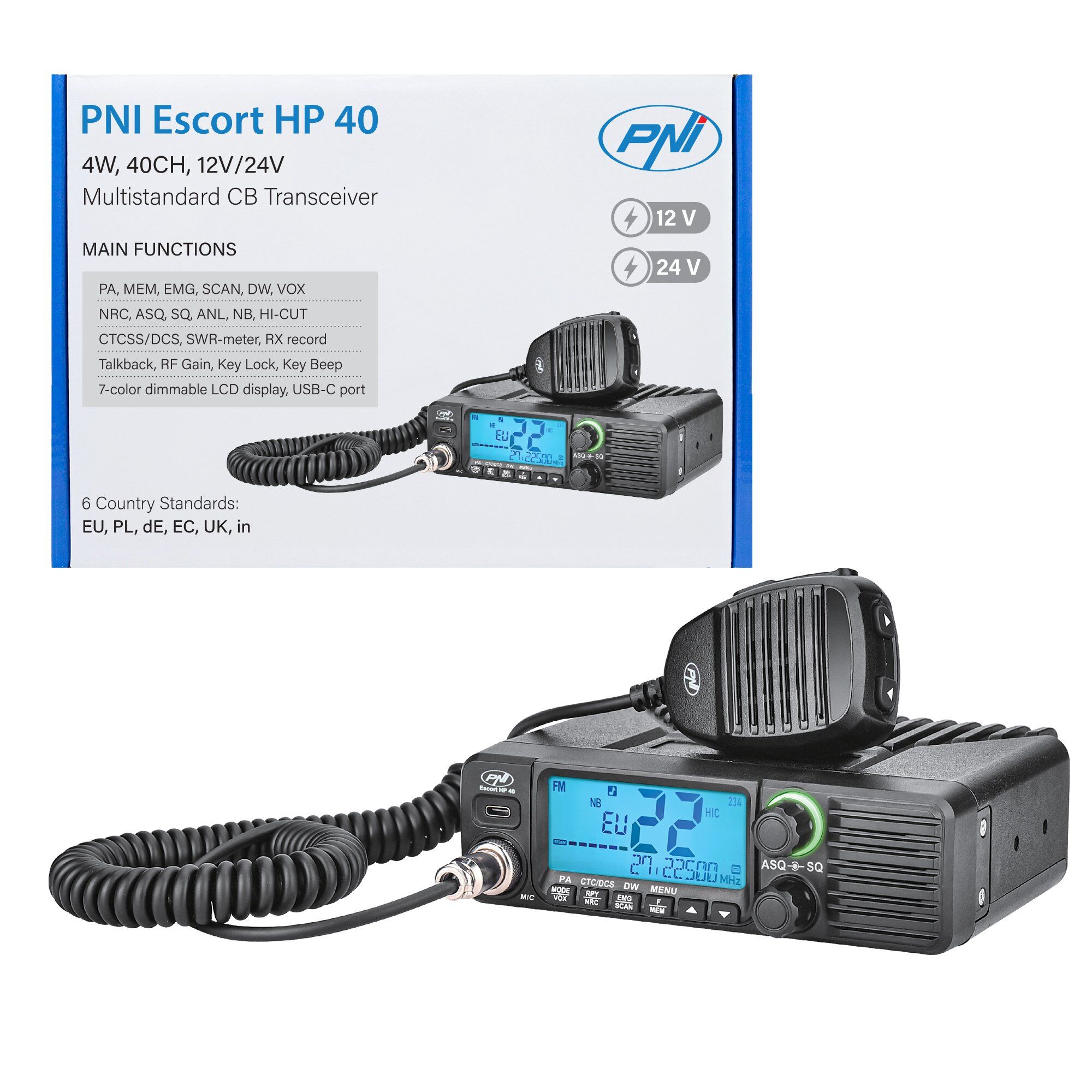 PNI Escort HP 40 Ασύρματος Πομποδέκτης CB Multistandard 12V/24V