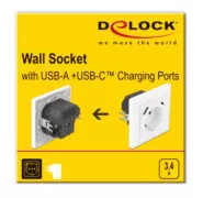 DELOCK πρίζα τοίχου 11489 με θύρες φόρτισης USB & USB Type-C 3.4A, λευκή 7 DELOCK πρίζα τοίχου 11489 με θύρες φόρτισης USB & USB Type-C 3.4A, λευκή 3