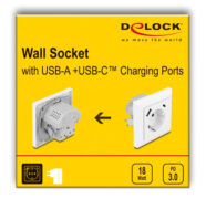 DELOCK πρίζα τοίχου 11499 με θύρες φόρτισης USB & USB-C, 18W PD, λευκή 4