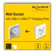DELOCK πρίζα τοίχου 11499 με θύρες φόρτισης USB & USB-C, 18W PD, λευκή 4