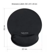 DELOCK Mousepad 12559 με στήριγμα καρπού, 252 x 227mm, μαύρο 2