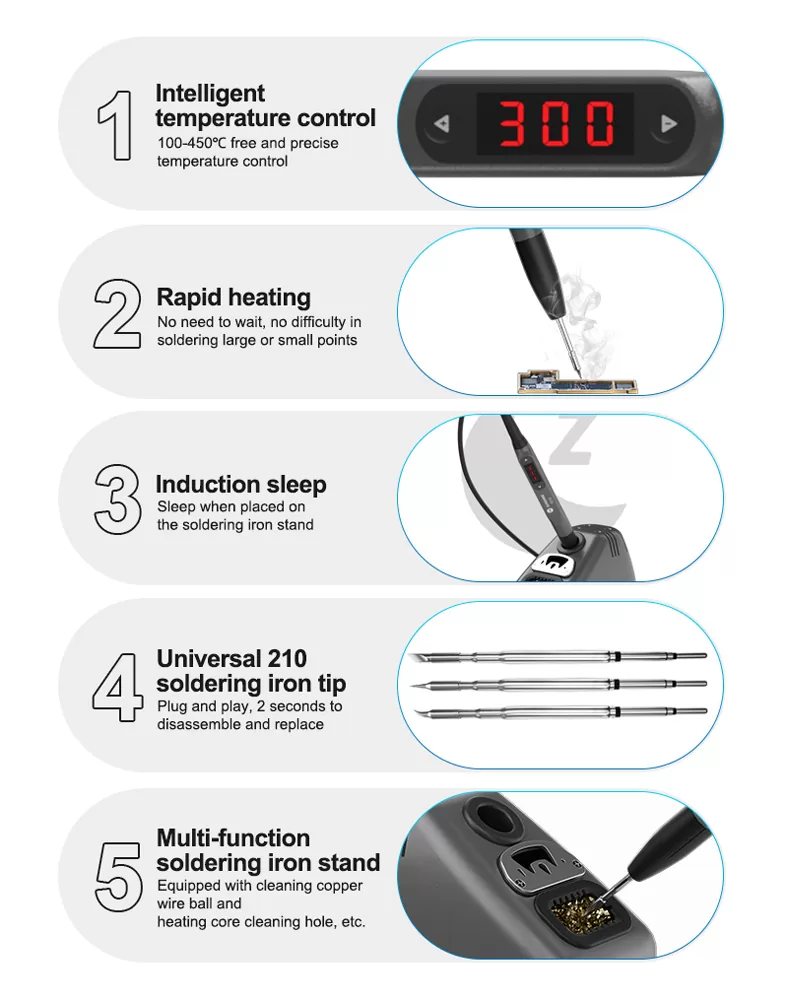 SUNSHINE σταθμός κόλλησης 210 Pro με κολλητήρι, 110W, 100~450 °C 5 SUNSHINE σταθμός κόλλησης 210 Pro με κολλητήρι, 110W, 100~450 °C - Image 3
