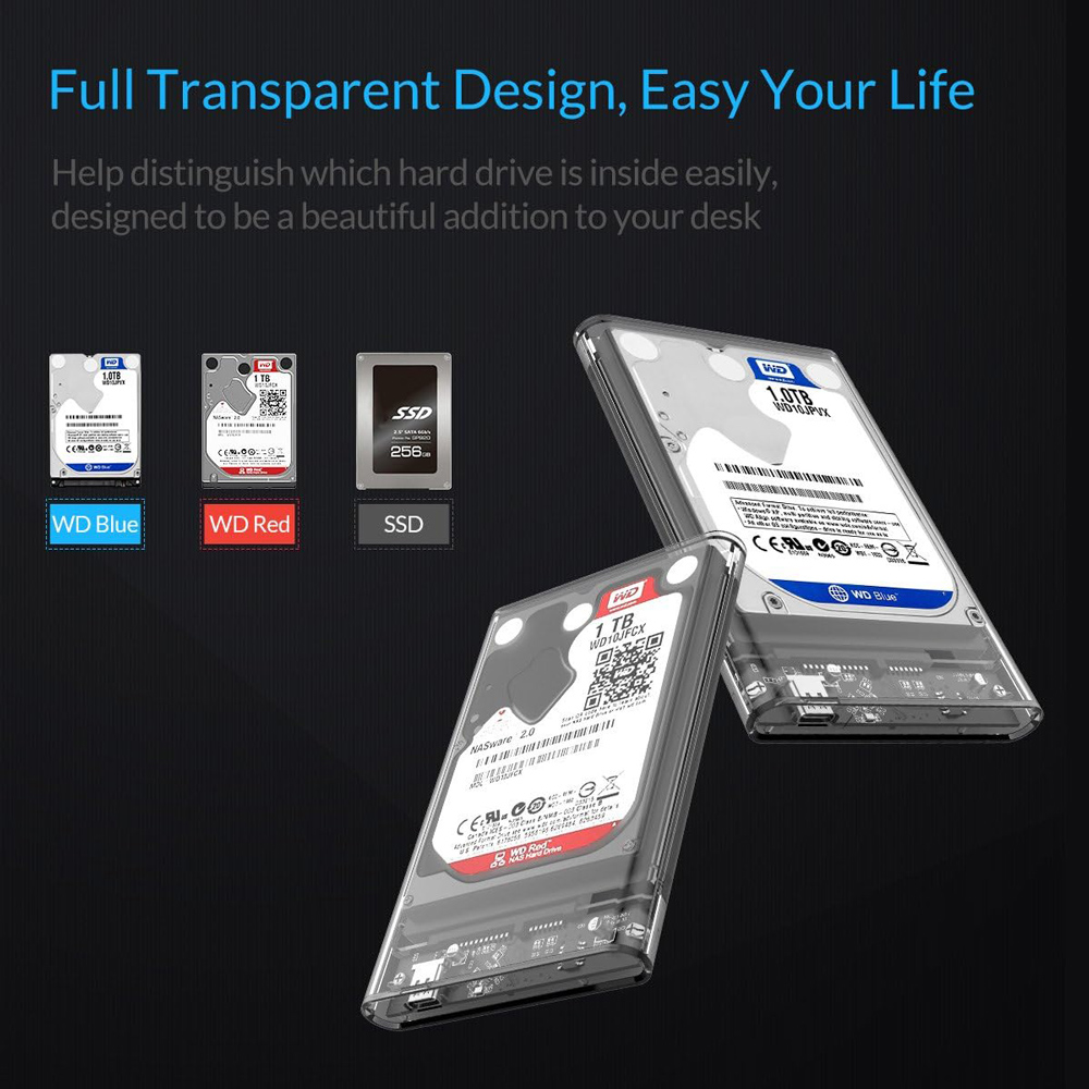ORICO θήκη για 2.5" SATA HDD/SSD 2139C3, 5Gbps, διάφανη 7 ORICO θήκη για 2.5" SATA HDD/SSD 2139C3, 5Gbps, διάφανη - Image 5