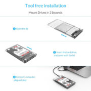 ORICO θήκη για 2.5" SATA HDD/SSD 2139C3, 5Gbps, διάφανη 15 ORICO θήκη για 2.5" SATA HDD/SSD 2139C3, 5Gbps, διάφανη 6