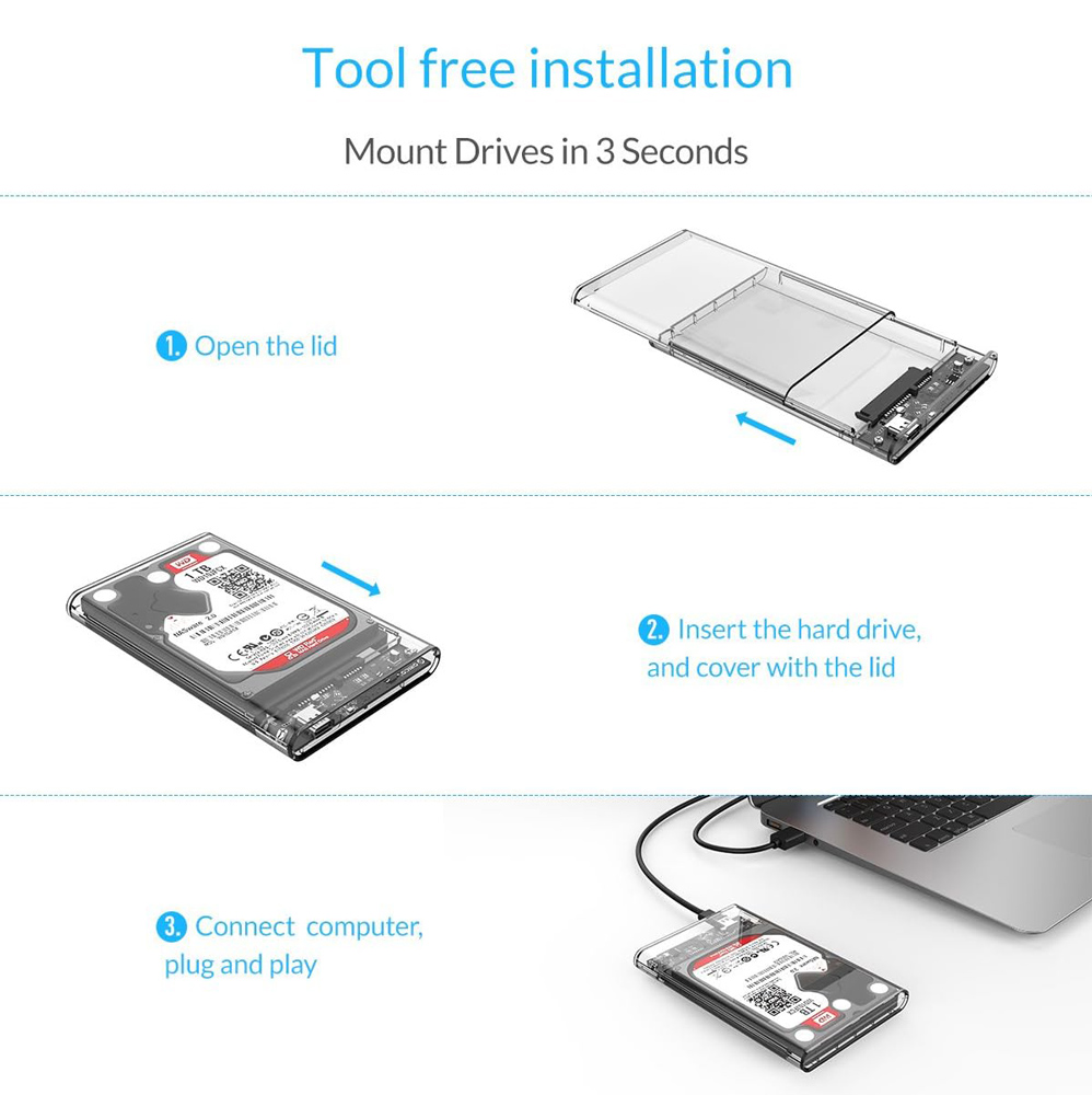 ORICO θήκη για 2.5" SATA HDD/SSD 2139C3, 5Gbps, διάφανη 8 ORICO θήκη για 2.5" SATA HDD/SSD 2139C3, 5Gbps, διάφανη - Image 6