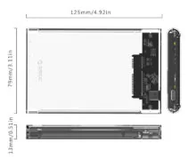 ORICO θήκη για 2.5" SATA HDD/SSD 2139C3, 5Gbps, διάφανη 7