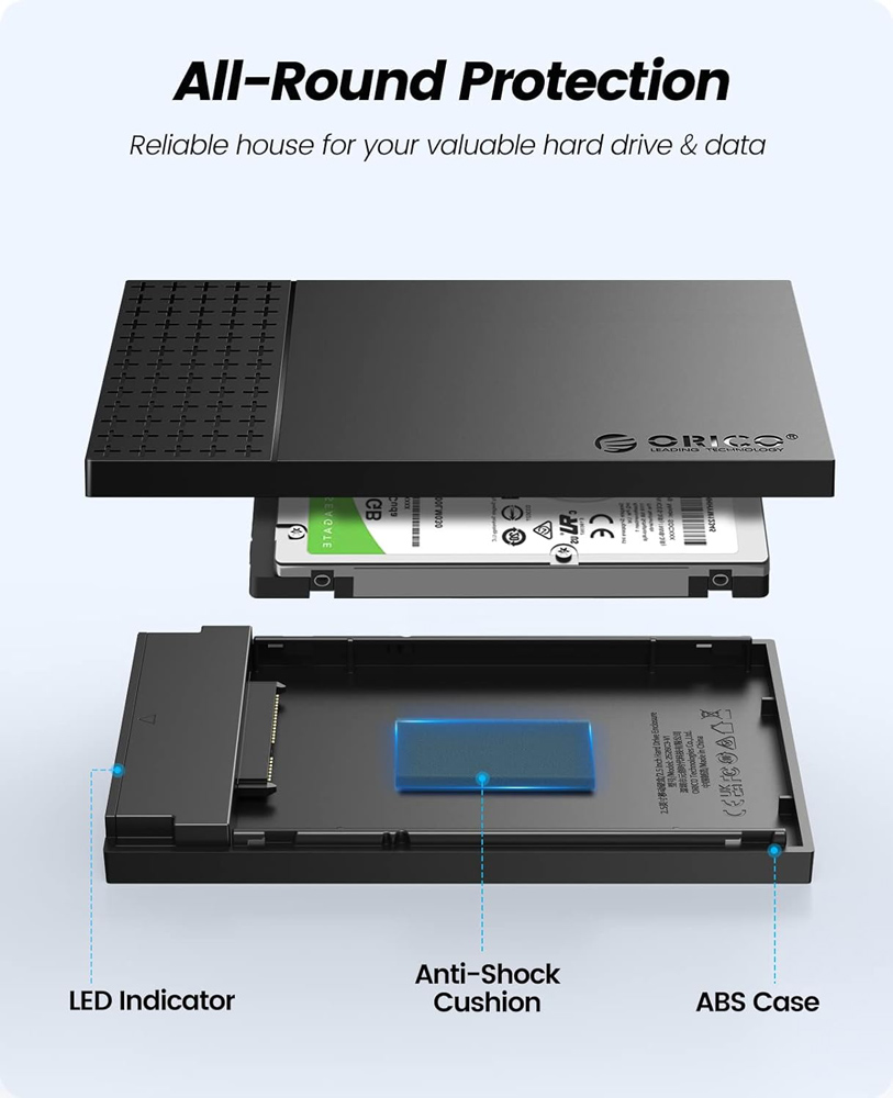 ORICO θήκη για 2.5" SATA HDD/SSD 2526U3-V1, 5Gbps, μαύρη 5 ORICO θήκη για 2.5" SATA HDD/SSD 2526U3-V1, 5Gbps, μαύρη - Image 3