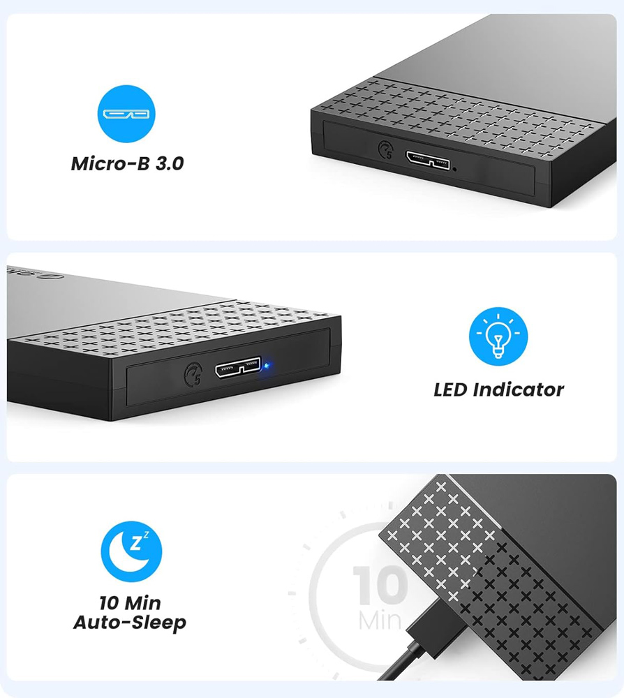ORICO θήκη για 2.5" SATA HDD/SSD 2526U3-V1, 5Gbps, μαύρη 8 ORICO θήκη για 2.5" SATA HDD/SSD 2526U3-V1, 5Gbps, μαύρη - Image 6