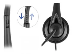DELOCK headphones με μικρόφωνο 27177, mono, USB, volume control, μαύρα 2