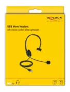 DELOCK headphones με μικρόφωνο 27177, mono, USB, volume control, μαύρα 3