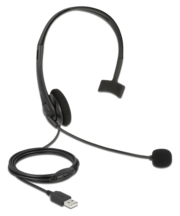 DELOCK headphones με μικρόφωνο 27177, mono, USB, volume control, μαύρα 3 DELOCK headphones με μικρόφωνο 27177, mono, USB, volume control, μαύρα