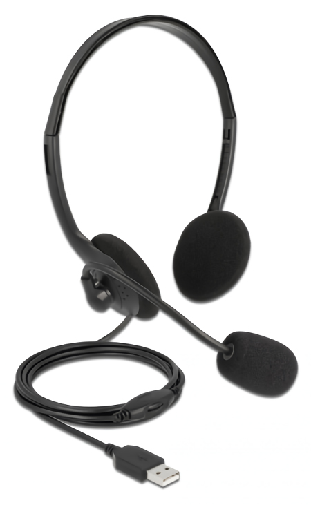 DELOCK headphones με μικρόφωνο 27178, stereo, USB, volume control, μαύρα 3 DELOCK headphones με μικρόφωνο 27178, stereo, USB, volume control, μαύρα