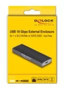 DELOCK θήκη για M.2 NVMe PCIe/SATA SSD 42019, tool free, 10Gbps, μαύρη 9