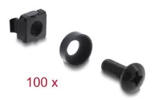 DELOCK σετ βίδες με παξιμάδια 42434 για rack, M6/16mm, μαύρο, 100τμχ