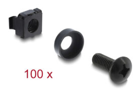 DELOCK σετ βίδες με παξιμάδια 42434 για rack, M6/16mm, μαύρο, 100τμχ 1