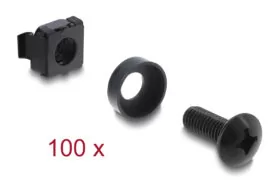 DELOCK σετ βίδες με παξιμάδια 42434 για rack, M6/16mm, μαύρο, 100τμχ 1