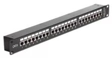 DELOCK patch panel 43295, 19"/1U, CAT 6, 24x coupler RJ45 ports, μαύρο