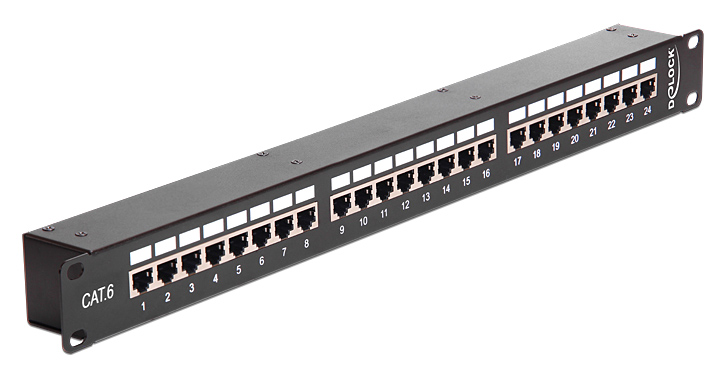 DELOCK patch panel 43295, 19"/1U, CAT 6, 24x coupler RJ45 ports, μαύρο 3 DELOCK patch panel 43295, 19"/1U, CAT 6, 24x coupler RJ45 ports, μαύρο