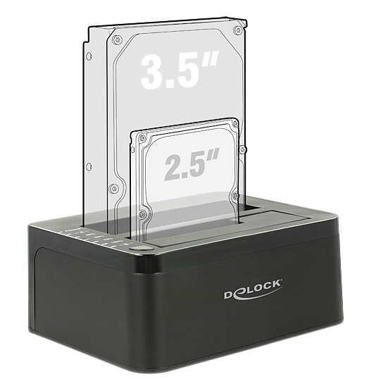 DELOCK docking station για 2.5" ή 3.5" SATA HDD/SSD 62661, 2 θέσεων, 6Gbps, clone function, μαύρο 4 DELOCK docking station για 2.5" ή 3.5" SATA HDD/SSD 62661, 2 θέσεων, 6Gbps, clone function, μαύρο - Image 2