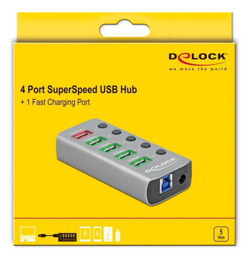 DELOCK USB hub 63262 με διακόπτες, 5x θυρών, 5Gbps, 2.4A, γκρι 5 DELOCK USB hub 63262 με διακόπτες, 5x θυρών, 5Gbps, 2.4A, γκρι - Image 3