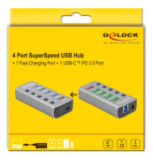 DELOCK USB hub 63263 με διακόπτες, 6x θυρών, 5Gbps, 12V/2.25A PD, γκρι 7 DELOCK USB hub 63263 με διακόπτες, 6x θυρών, 5Gbps, 12V/2.25A PD, γκρι 3